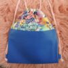 VYVA bags -farebné kvety na modrej ekokoži