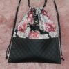 VYVA bags -  pivónie na čiernej prešívanej ekokoži