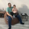 VYVA TRIO modré trojuholníky na hnedej, snímateľný poťah - Image 6