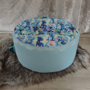 Detský podsedák - puf- vzor modrý jednorožec