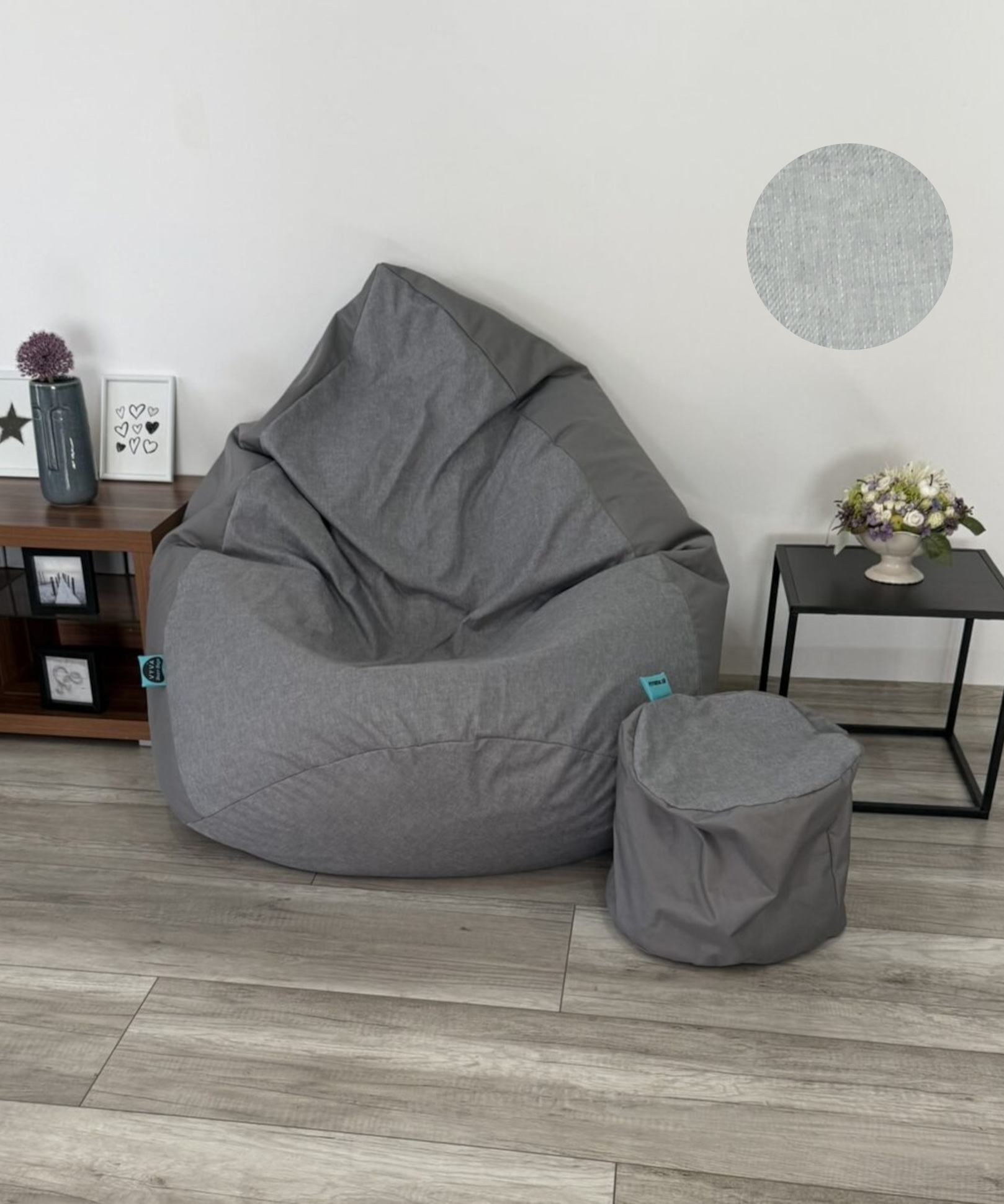 VYVA TRIO svetlý melír na sivej + podnožka, snímateľný poťah