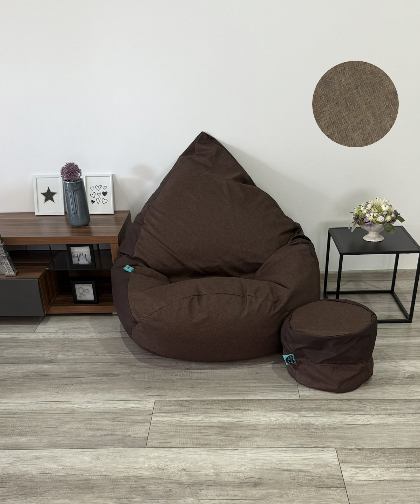 VYVA TRIO melír na tmavohnedej + podnožka - snímateľný poťah