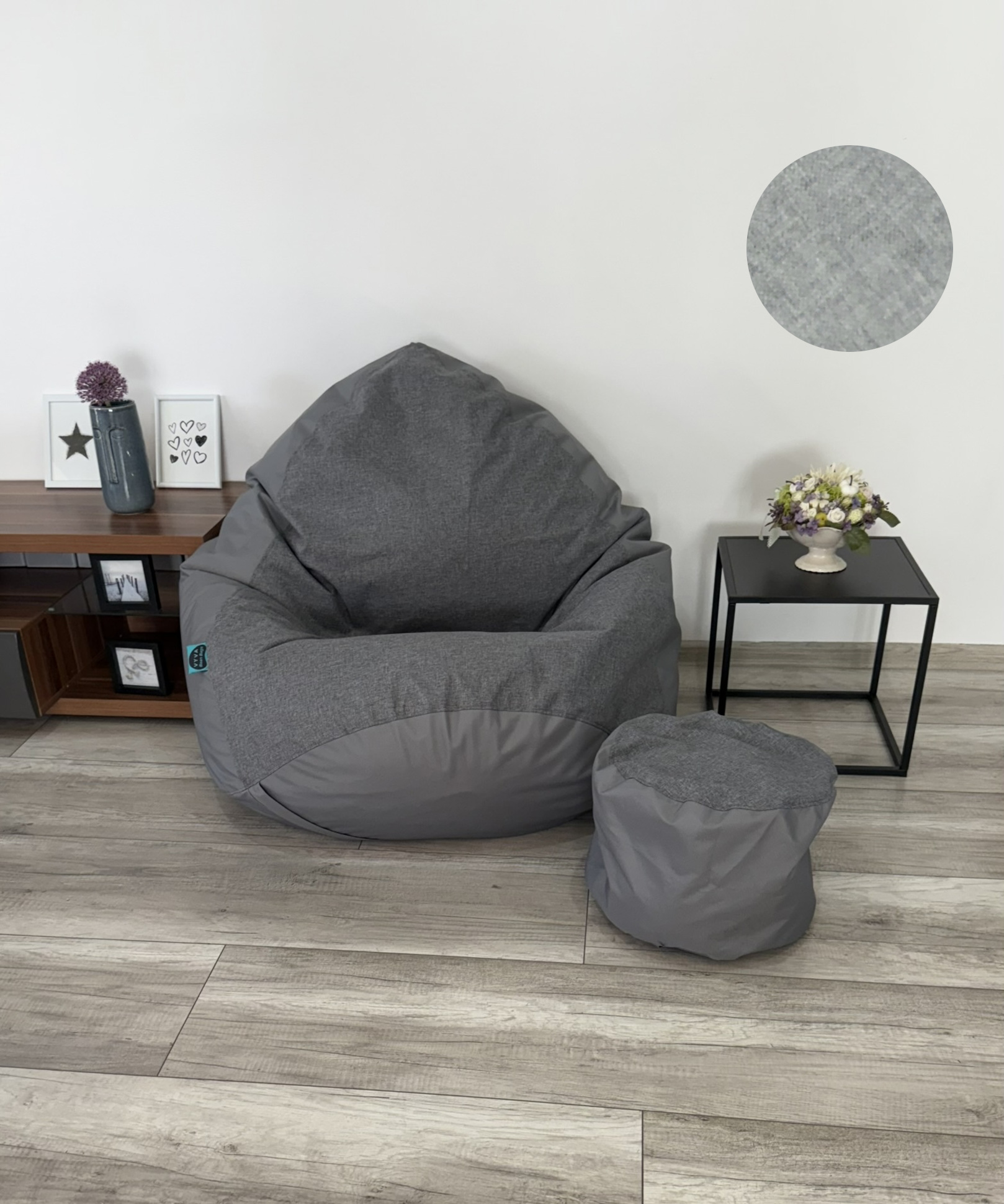 VYVA TRIO tmavý melír na sivej + podnožka - snímateľný poťah