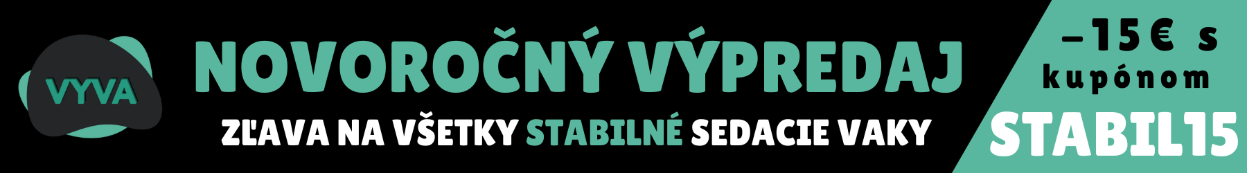 Obrazok hlavicky - s logom a textom Novorocny vypredaj, zlava na stabilne sedacie vaky 15€ s kuponom STABIL15