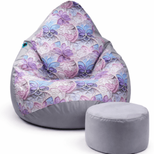 VYVA TRIO pastelové kvety na sivej + podnožka - snímateľný poťah