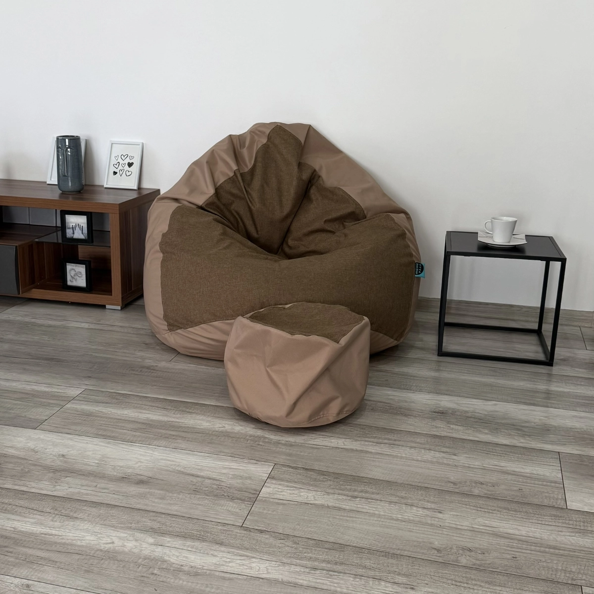 Sedací vak VYVA TRIO Svetlý melír na hnedej vytvarovaný na relax